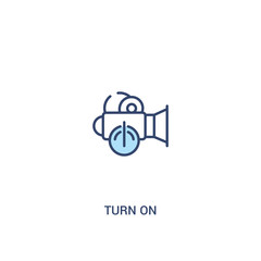 turn on concept 2 colored icon. simple line element illustration. outline blue turn on symbol. can be used for web and mobile ui/ux.