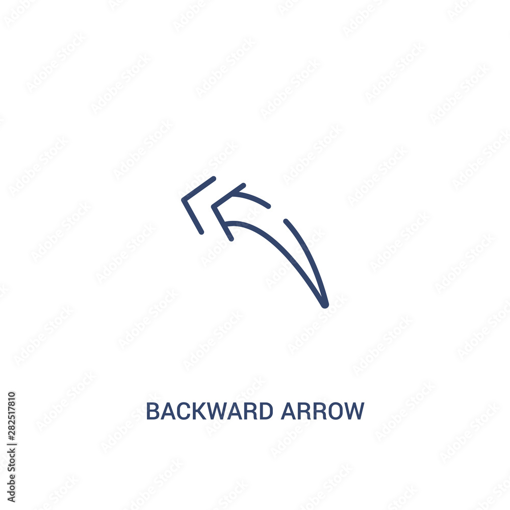 Poster backward arrow concept 2 colored icon. simple line element illustration. outline blue backward arrow