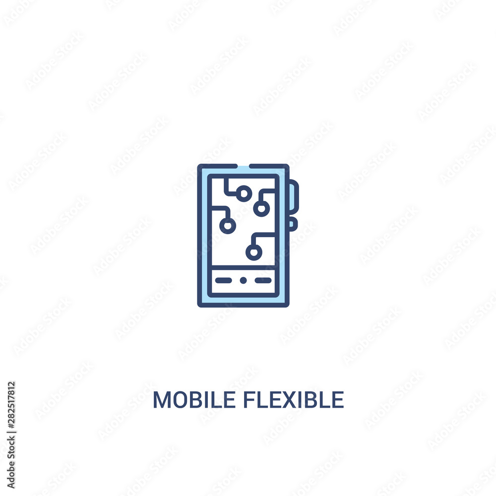 Poster mobile flexible display concept 2 colored icon. simple line element illustration. outline blue mobil