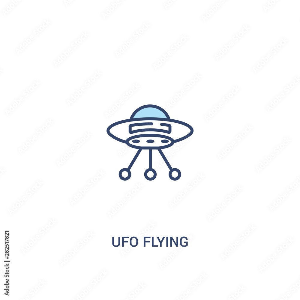 Poster ufo flying concept 2 colored icon. simple line element illustration. outline blue ufo flying symbol.
