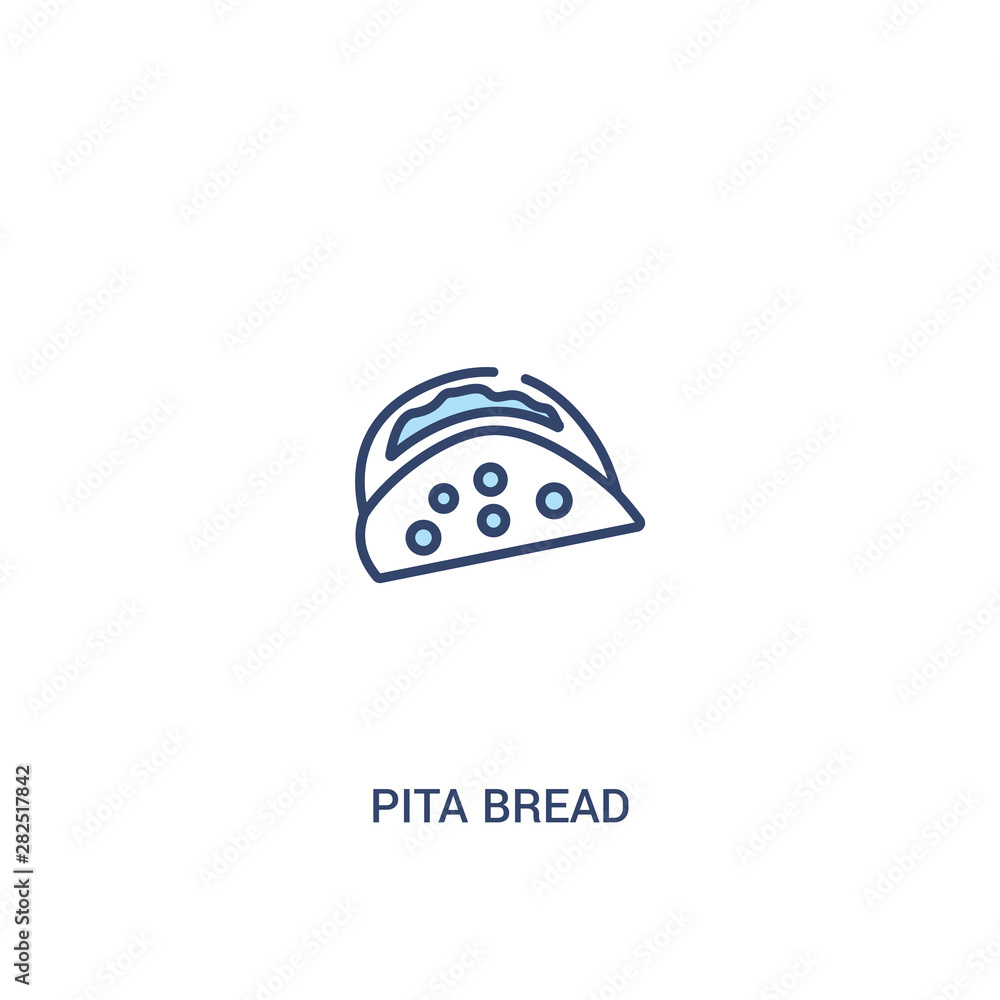Poster pita bread concept 2 colored icon. simple line element illustration. outline blue pita bread symbol.