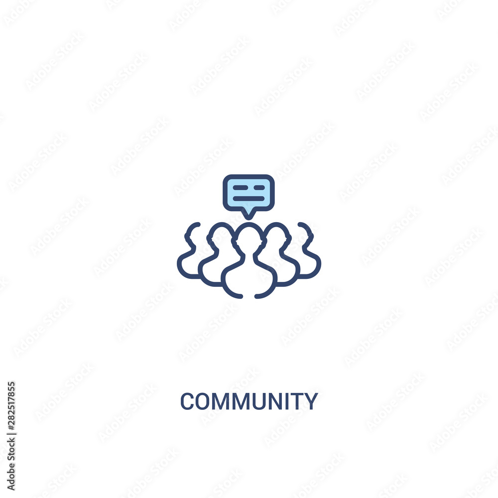 Poster community concept 2 colored icon. simple line element illustration. outline blue community symbol. c