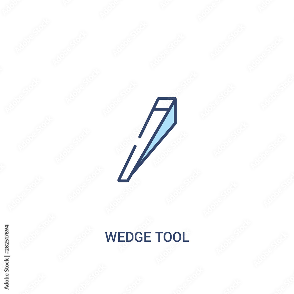 Poster wedge tool concept 2 colored icon. simple line element illustration. outline blue wedge tool symbol.