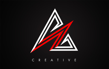 A Letter Red and Black Design Logo. Letter A Icon Logo with Modern Monogram