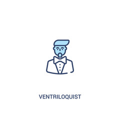 ventriloquist concept 2 colored icon. simple line element illustration. outline blue ventriloquist symbol. can be used for web and mobile ui/ux.