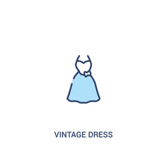vintage dress concept 2 colored icon. simple line element illustration. outline blue vintage dress symbol. can be used for web and mobile ui/ux.