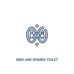 men and women toilet concept 2 colored icon. simple line element illustration. outline blue men and women toilet symbol. can be used for web and mobile ui/ux.
