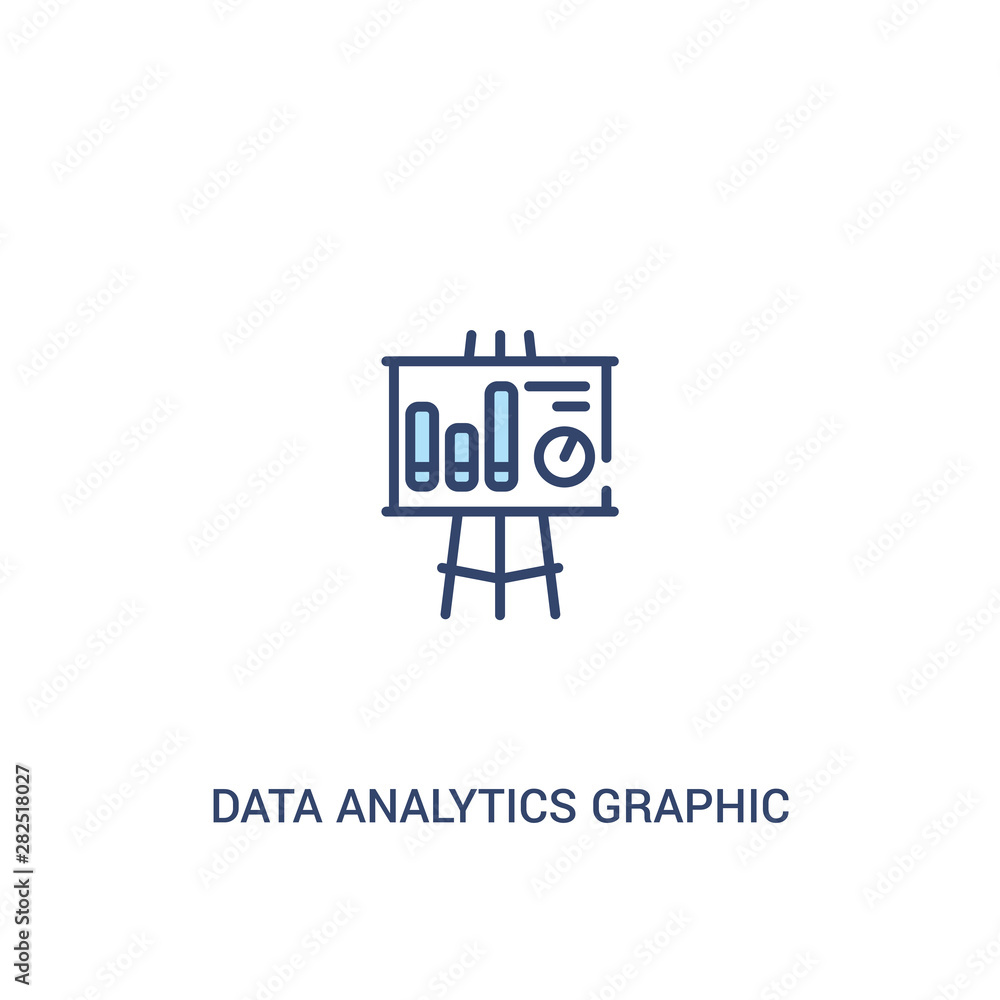 Aufkleber data analytics graphic on a presentation screen concept 2 colored icon. simple line element illustra