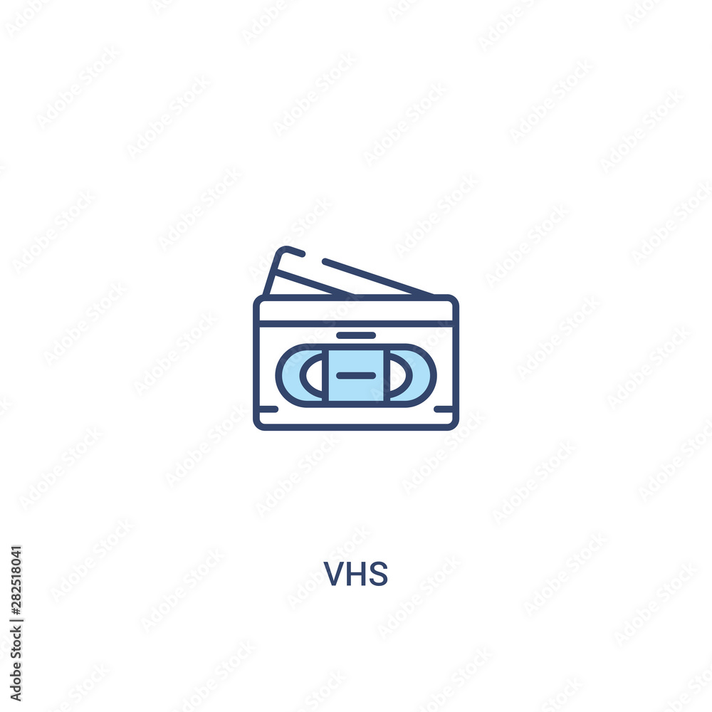 Poster vhs concept 2 colored icon. simple line element illustration. outline blue vhs symbol. can be used f