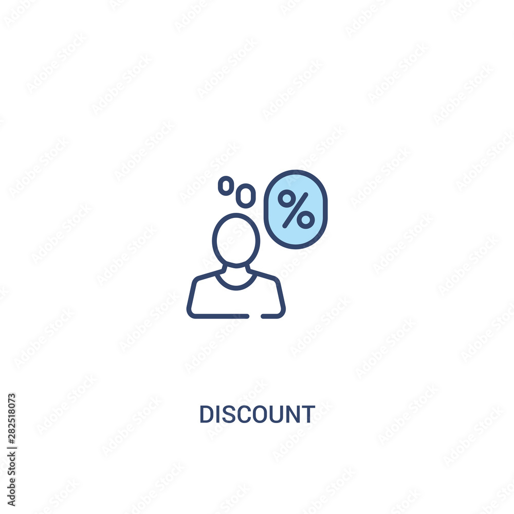 Poster discount concept 2 colored icon. simple line element illustration. outline blue discount symbol. can