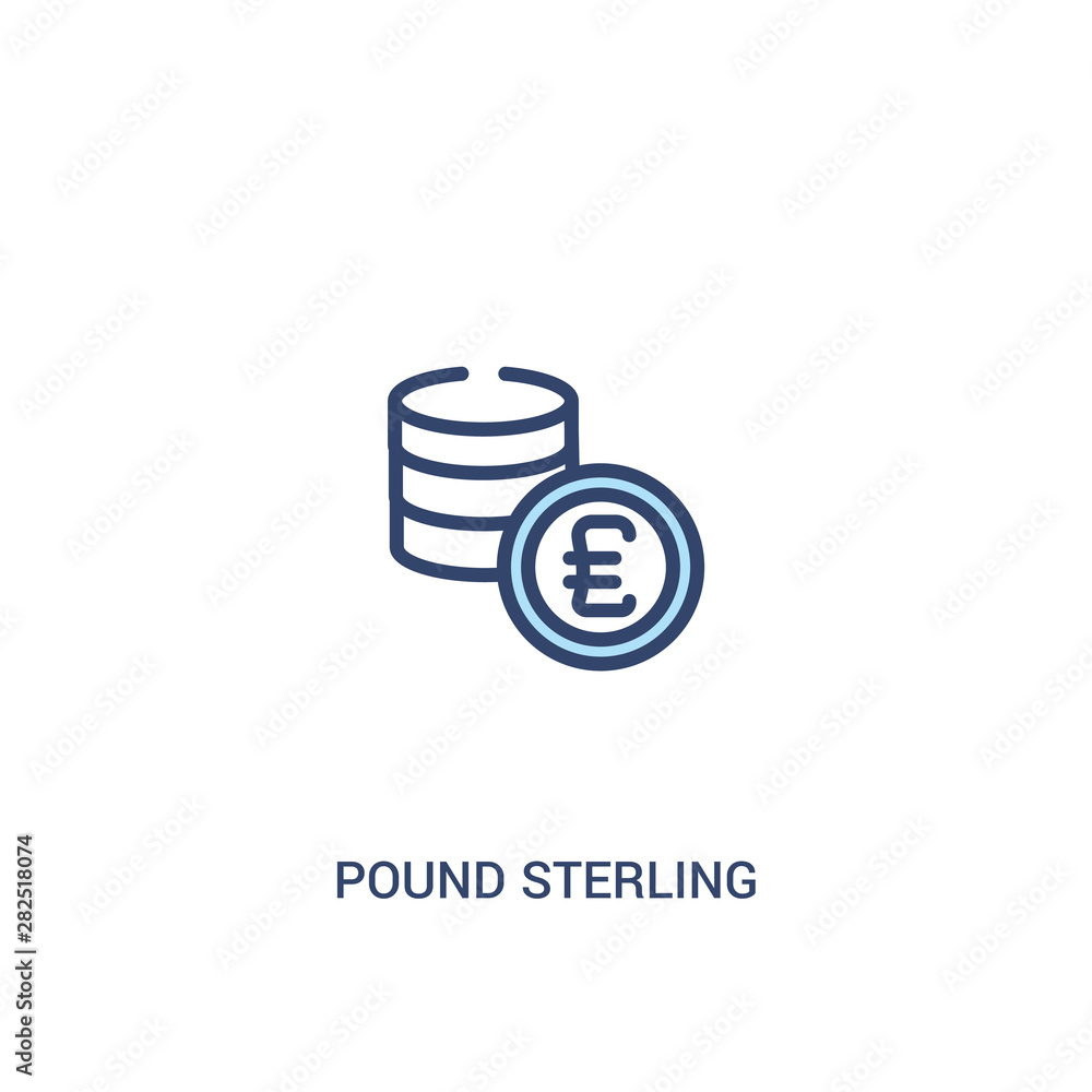 Poster pound sterling concept 2 colored icon. simple line element illustration. outline blue pound sterling