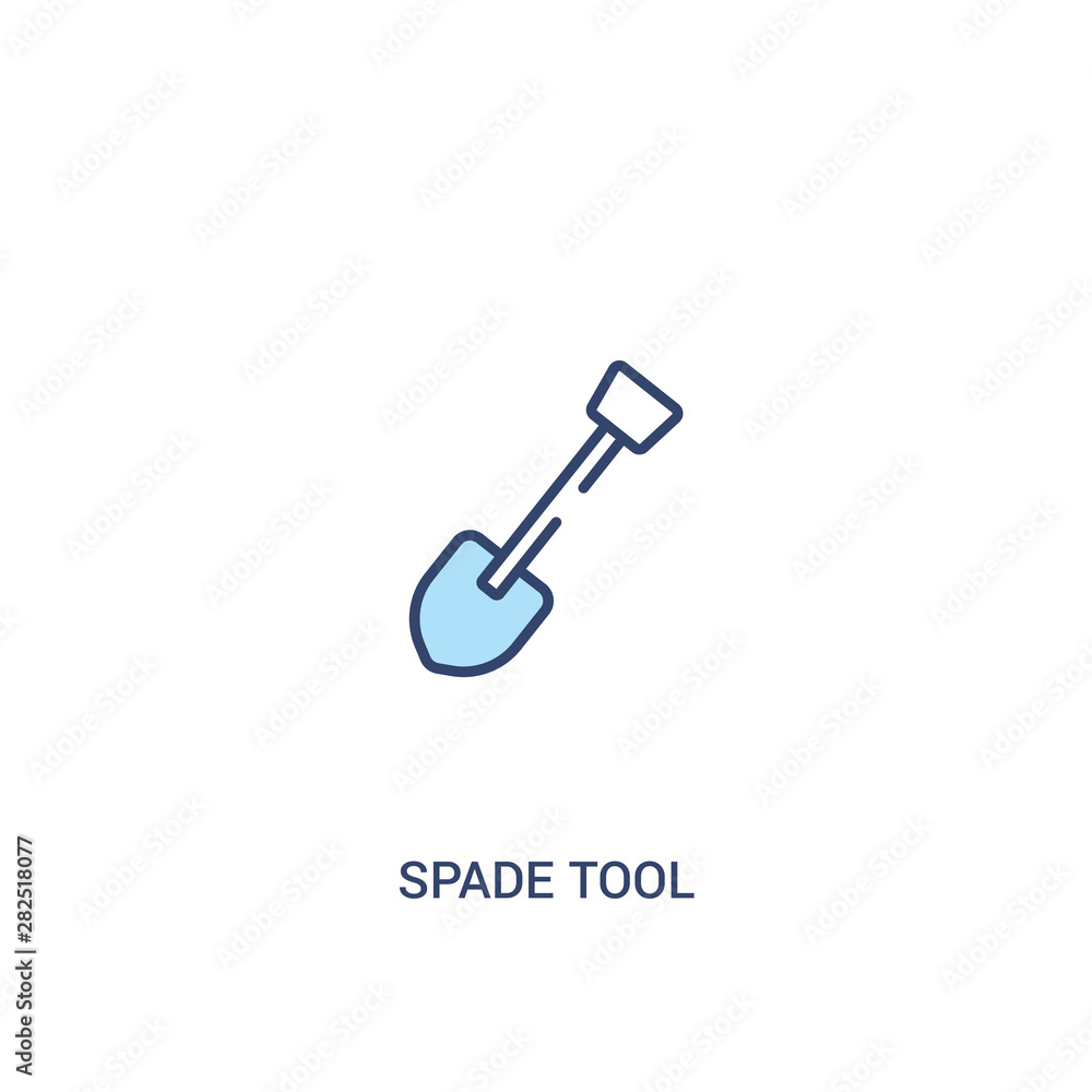 Poster spade tool concept 2 colored icon. simple line element illustration. outline blue spade tool symbol.