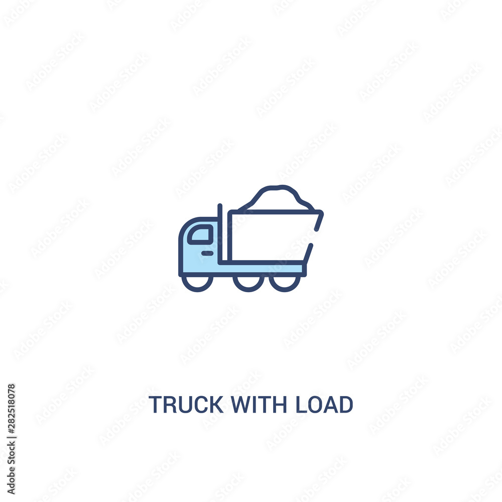 Poster truck with load concept 2 colored icon. simple line element illustration. outline blue truck with lo