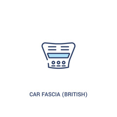 car fascia (british) concept 2 colored icon. simple line element illustration. outline blue car fascia (british) symbol. can be used for web and mobile ui/ux.
