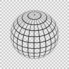 Globus linear sign. Black icon on transparent background. Illustration.