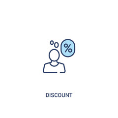 discount concept 2 colored icon. simple line element illustration. outline blue discount symbol. can be used for web and mobile ui/ux.