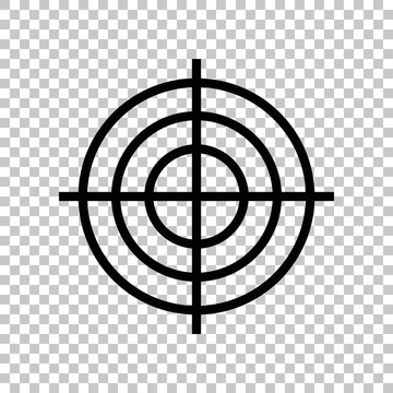 Target aiming sign. Black icon on transparent background. Illustration.