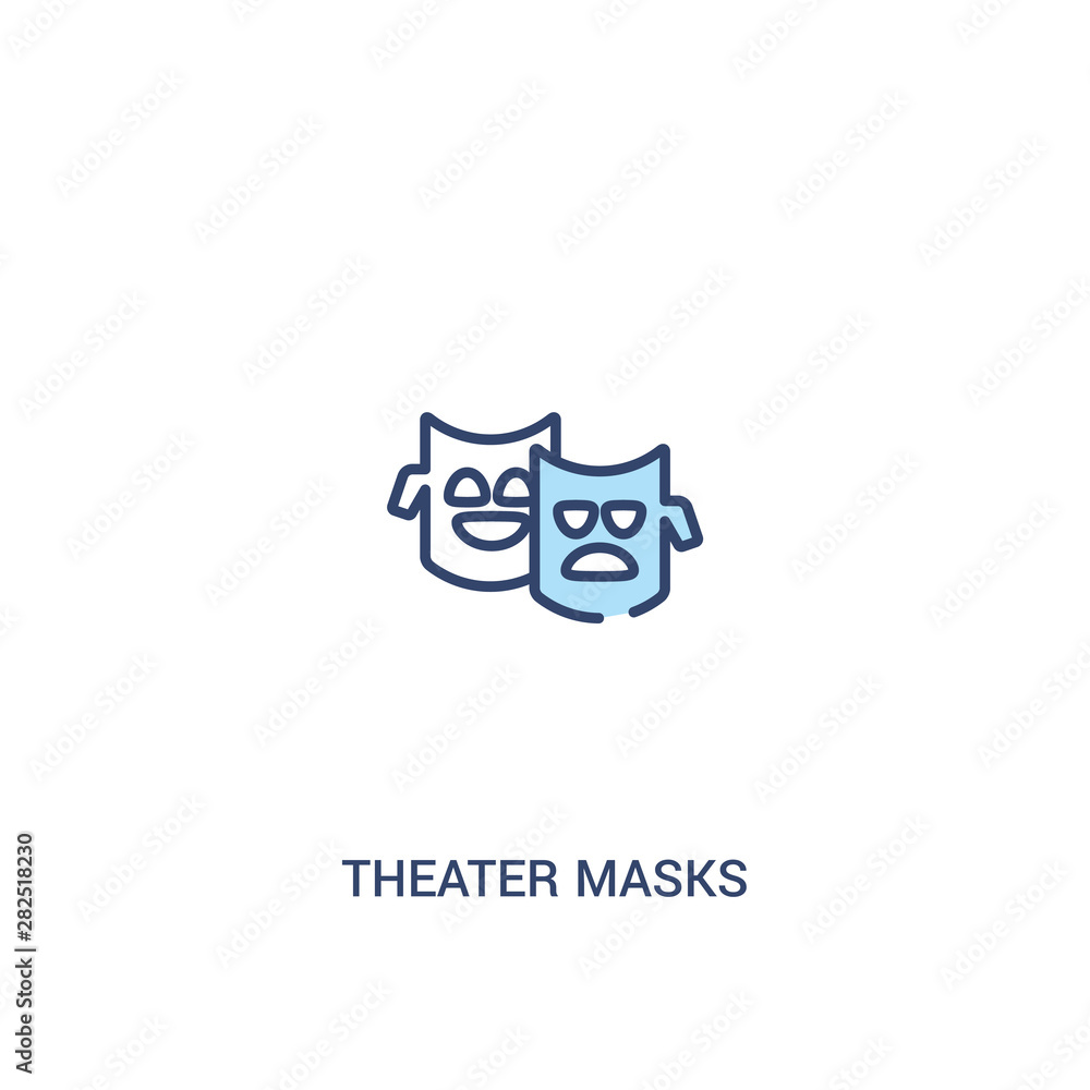 Poster theater masks concept 2 colored icon. simple line element illustration. outline blue theater masks s