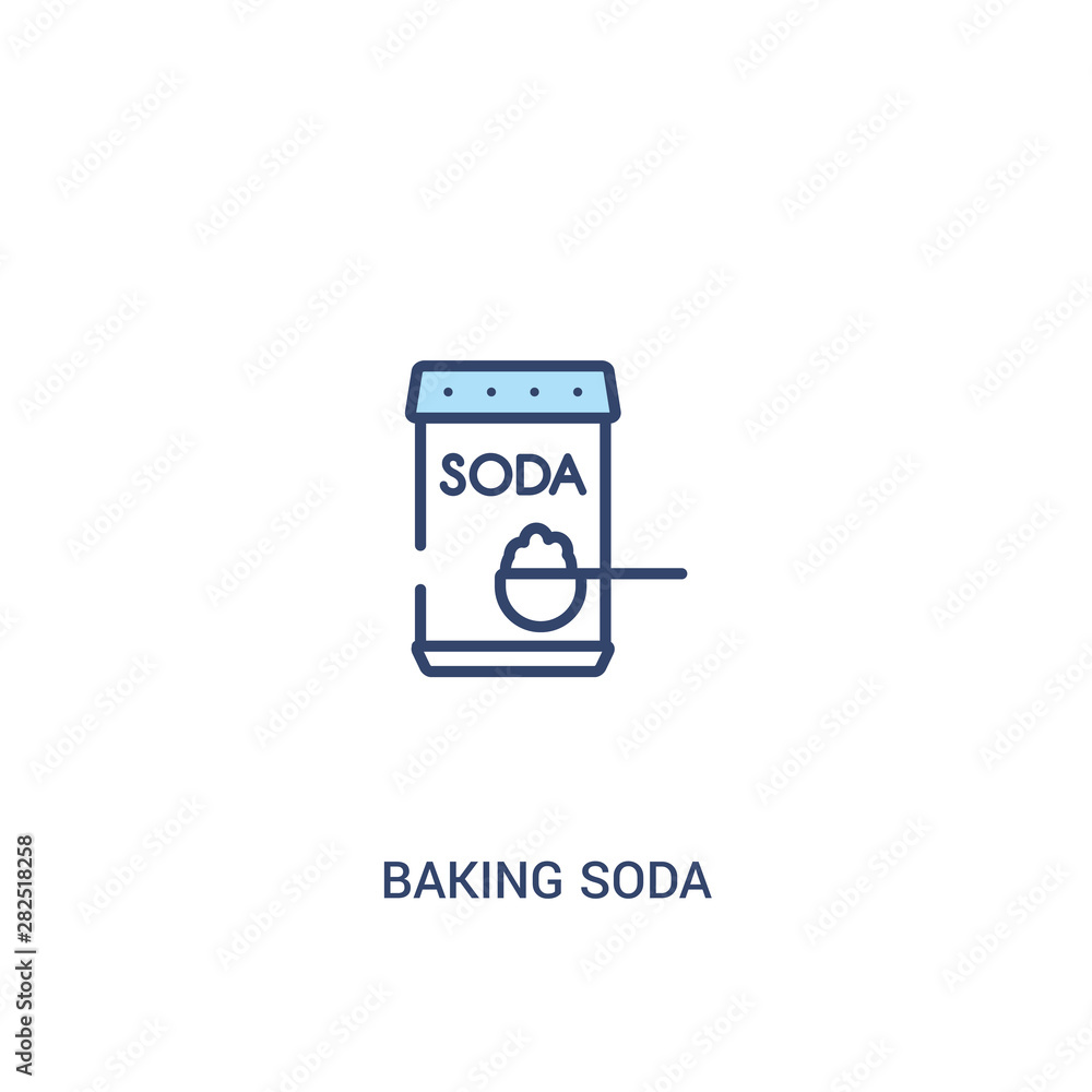 Poster baking soda concept 2 colored icon. simple line element illustration. outline blue baking soda symbo