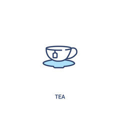 tea concept 2 colored icon. simple line element illustration. outline blue tea symbol. can be used for web and mobile ui/ux.