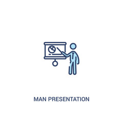 man presentation concept 2 colored icon. simple line element illustration. outline blue man presentation symbol. can be used for web and mobile ui/ux.