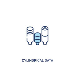 cylindrical data graphic concept 2 colored icon. simple line element illustration. outline blue cylindrical data graphic symbol. can be used for web and mobile ui/ux.