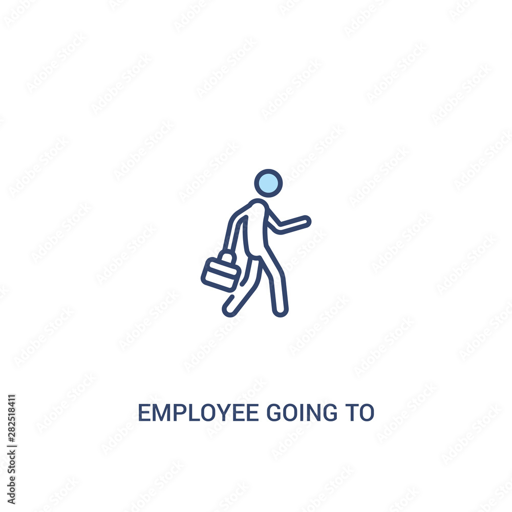 Poster employee going to work concept 2 colored icon. simple line element illustration. outline blue employ