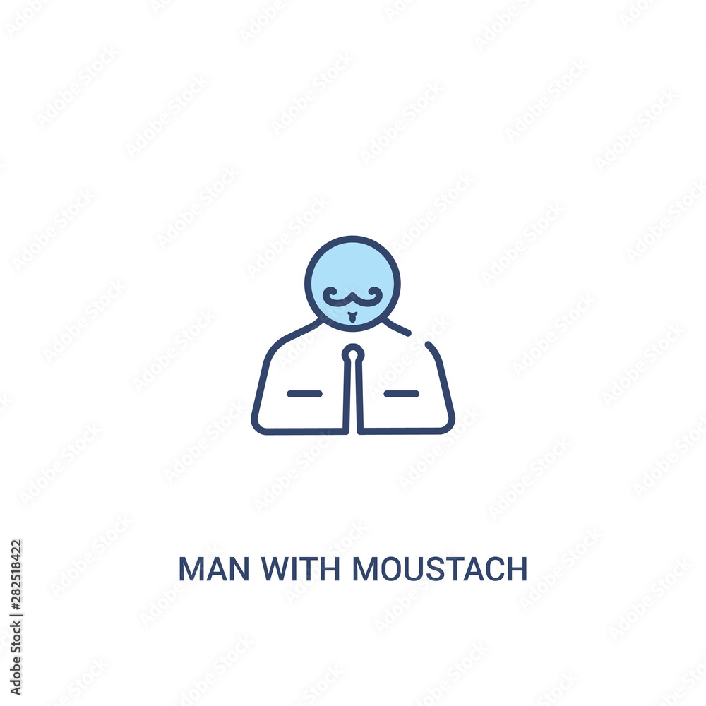 Poster man with moustach concept 2 colored icon. simple line element illustration. outline blue man with mo