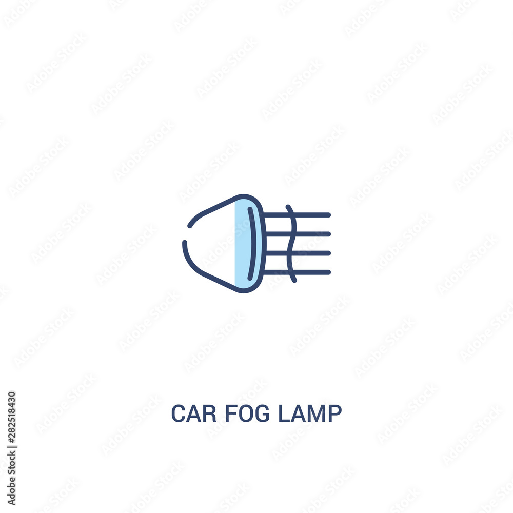 Poster car fog lamp concept 2 colored icon. simple line element illustration. outline blue car fog lamp sym