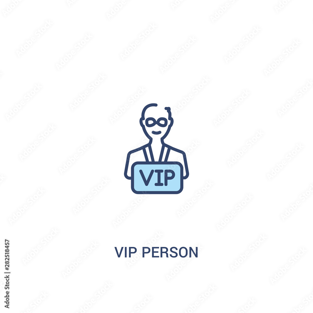 Poster vip person concept 2 colored icon. simple line element illustration. outline blue vip person symbol.