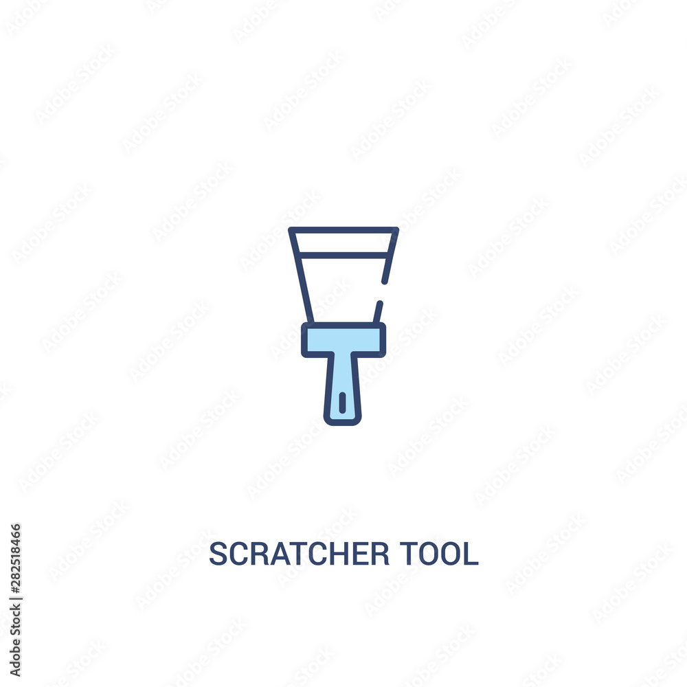 Poster scratcher tool concept 2 colored icon. simple line element illustration. outline blue scratcher tool
