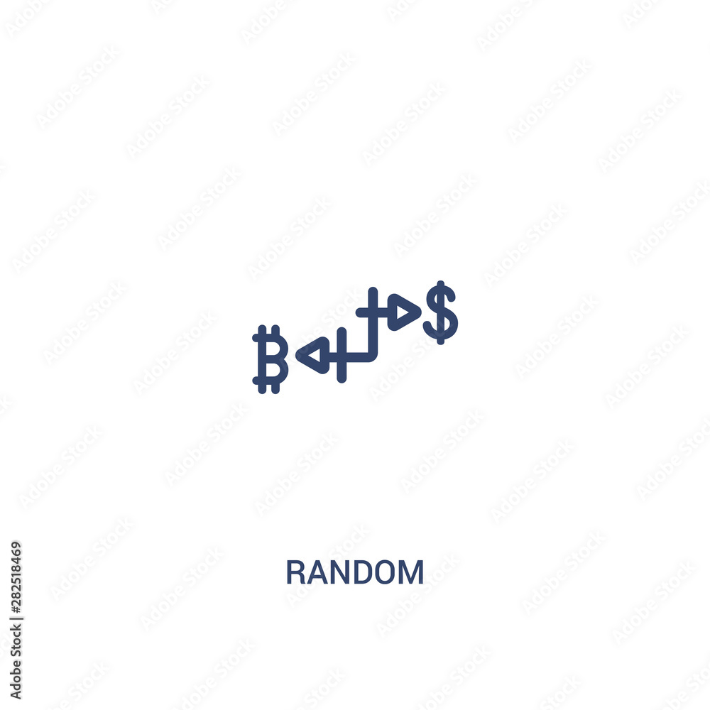 Poster random concept 2 colored icon. simple line element illustration. outline blue random symbol. can be 