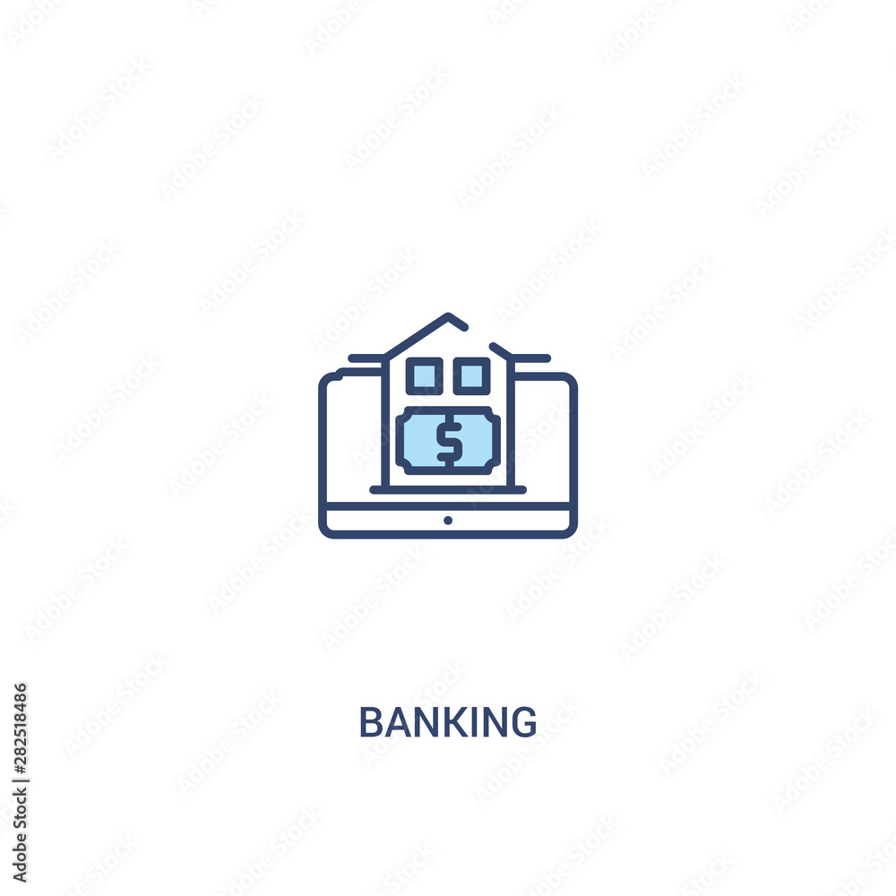 Poster banking concept 2 colored icon. simple line element illustration. outline blue banking symbol. can b