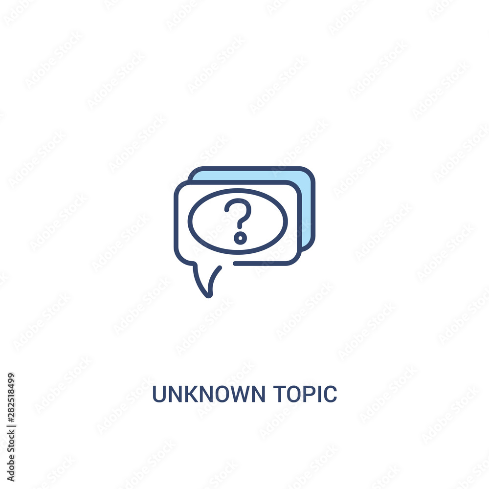 Poster unknown topic concept 2 colored icon. simple line element illustration. outline blue unknown topic s