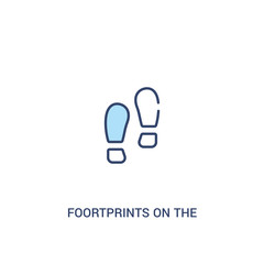 foortprints on the moon concept 2 colored icon. simple line element illustration. outline blue foortprints on the moon symbol. can be used for web and mobile ui/ux.