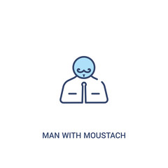 man with moustach concept 2 colored icon. simple line element illustration. outline blue man with moustach symbol. can be used for web and mobile ui/ux.