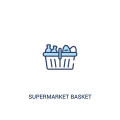 supermarket basket concept 2 colored icon. simple line element illustration. outline blue supermarket basket symbol. can be used for web and mobile ui/ux.