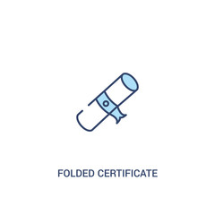 folded certificate concept 2 colored icon. simple line element illustration. outline blue folded certificate symbol. can be used for web and mobile ui/ux.