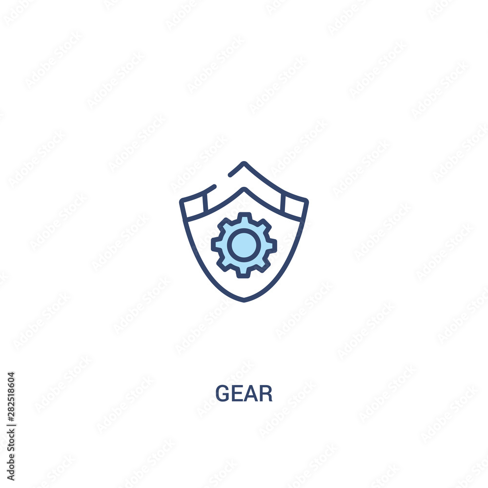 Poster gear concept 2 colored icon. simple line element illustration. outline blue gear symbol. can be used