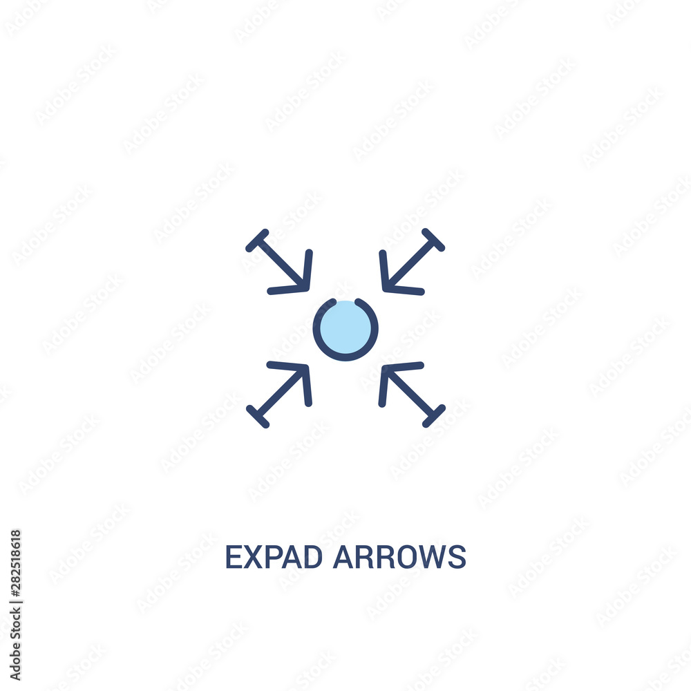 Poster expad arrows concept 2 colored icon. simple line element illustration. outline blue expad arrows sym