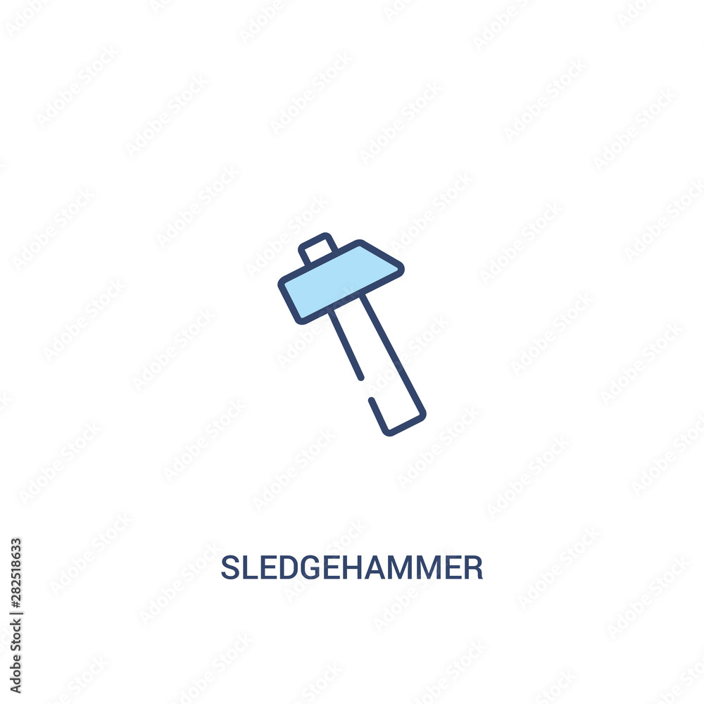 Poster sledgehammer concept 2 colored icon. simple line element illustration. outline blue sledgehammer sym