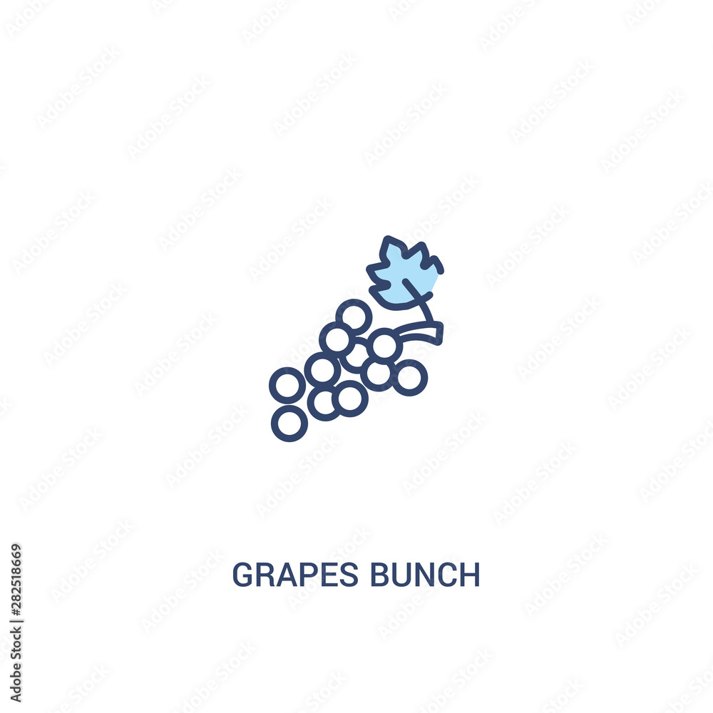 Poster grapes bunch concept 2 colored icon. simple line element illustration. outline blue grapes bunch sym