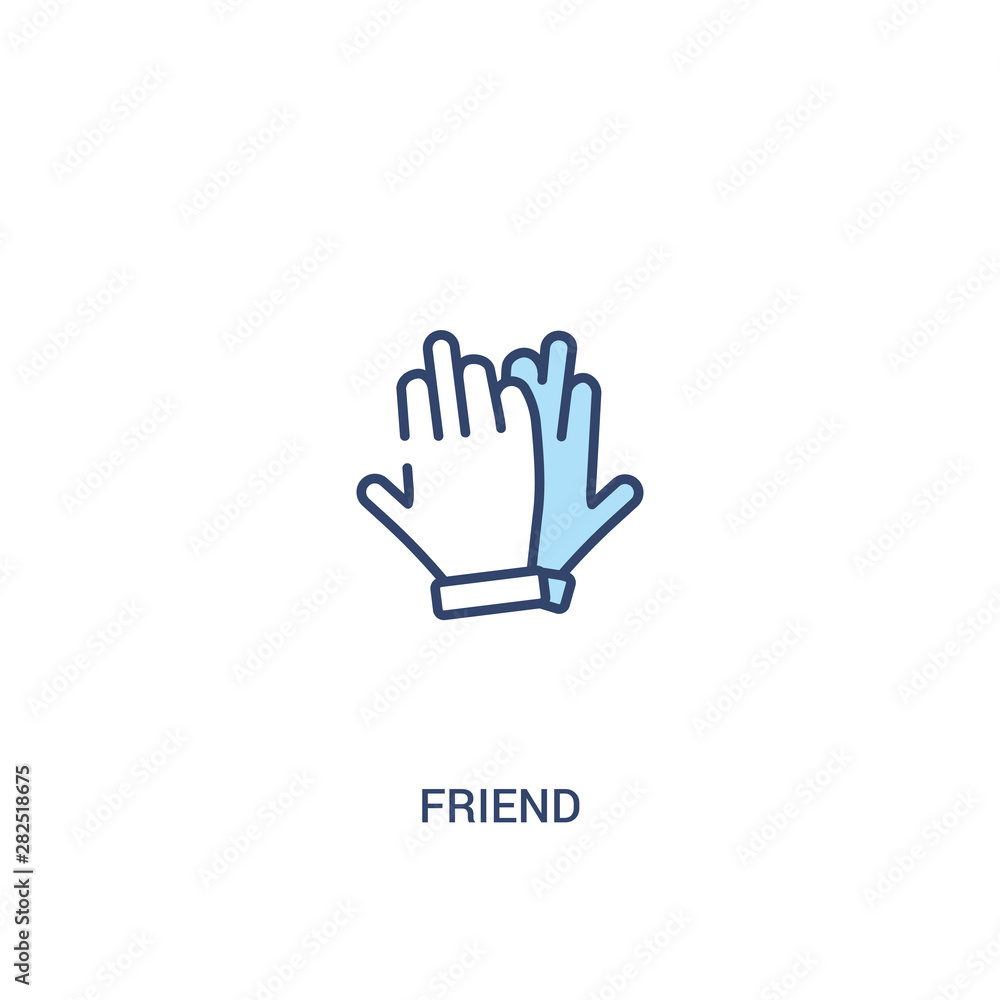 Poster friend concept 2 colored icon. simple line element illustration. outline blue friend symbol. can be 