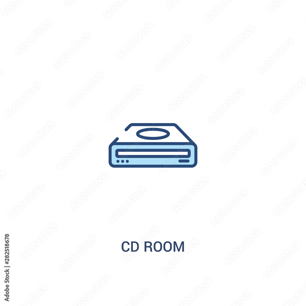 Poster cd room concept 2 colored icon. simple line element illustration. outline blue cd room symbol. can b