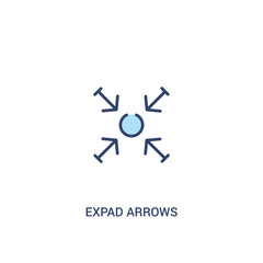expad arrows concept 2 colored icon. simple line element illustration. outline blue expad arrows symbol. can be used for web and mobile ui/ux.