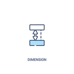 dimension concept 2 colored icon. simple line element illustration. outline blue dimension symbol. can be used for web and mobile ui/ux.