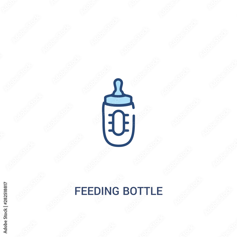 Poster feeding bottle concept 2 colored icon. simple line element illustration. outline blue feeding bottle
