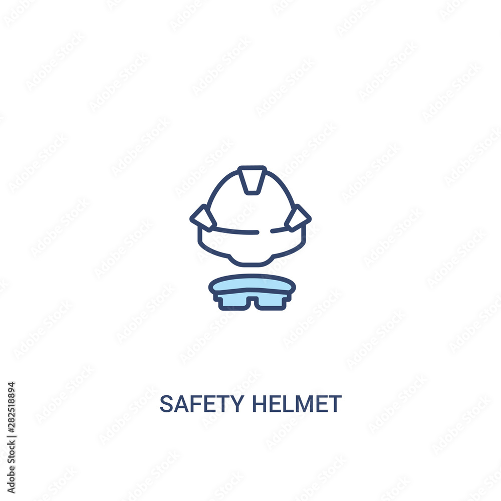 Poster safety helmet concept 2 colored icon. simple line element illustration. outline blue safety helmet s