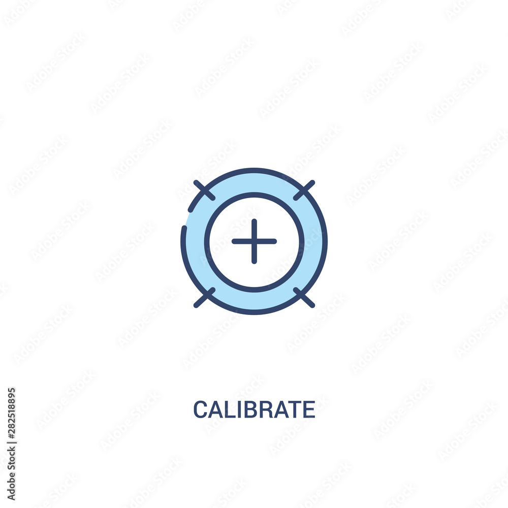 Poster calibrate concept 2 colored icon. simple line element illustration. outline blue calibrate symbol. c