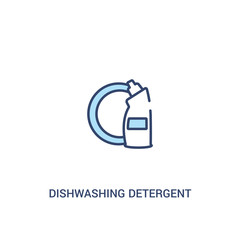 dishwashing detergent concept 2 colored icon. simple line element illustration. outline blue dishwashing detergent symbol. can be used for web and mobile ui/ux.